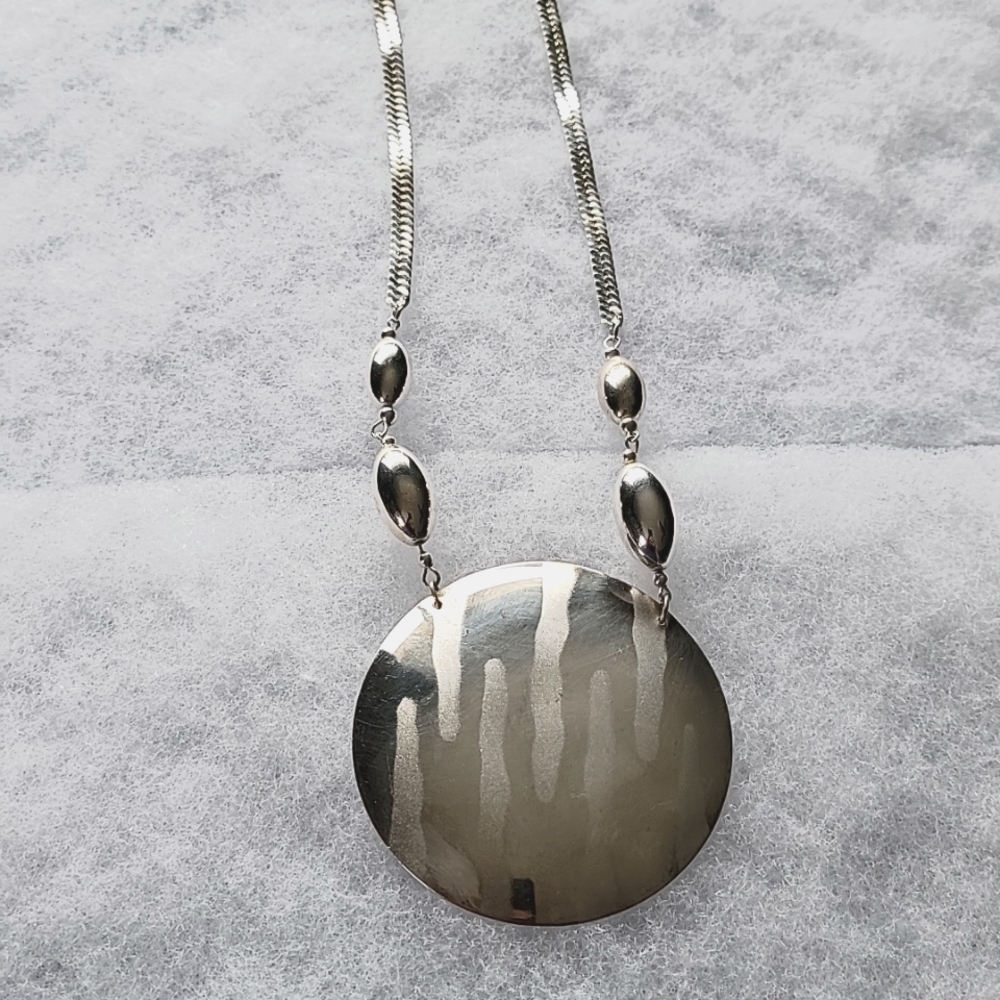 2/$8 Silver Tone Herringbone Chain With Zebra Pendant